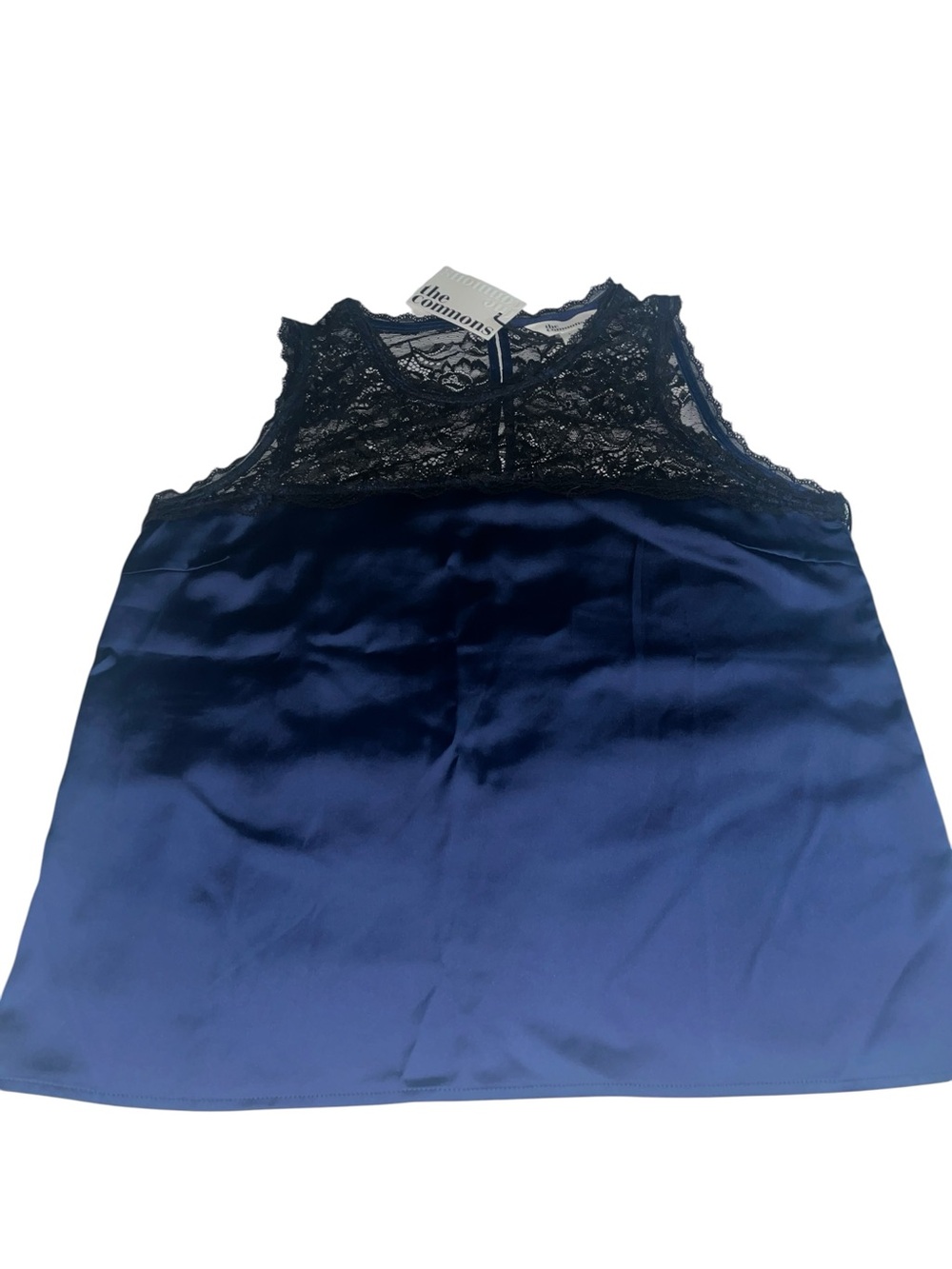 Commons Size L Navy Satin & Black Lace Camisole